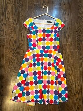 Pukavt Rainbow Polka Dot Dress - Size M